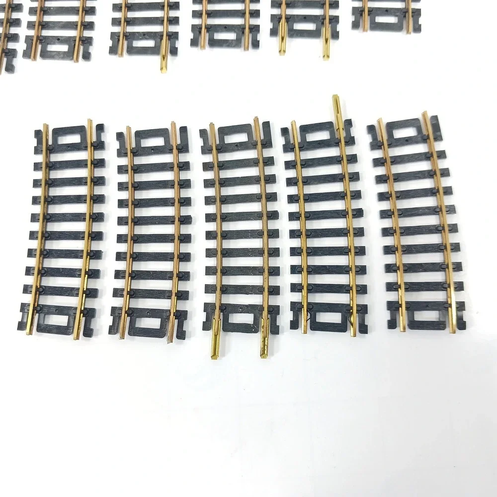 Set of 27 Vintage Brass Model HO Train Track Lot Straight Curved Pieces Mixed